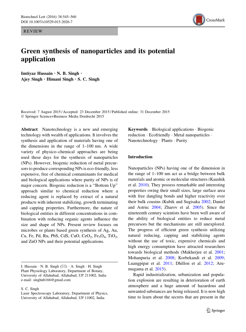 research paper of nanoparticles
