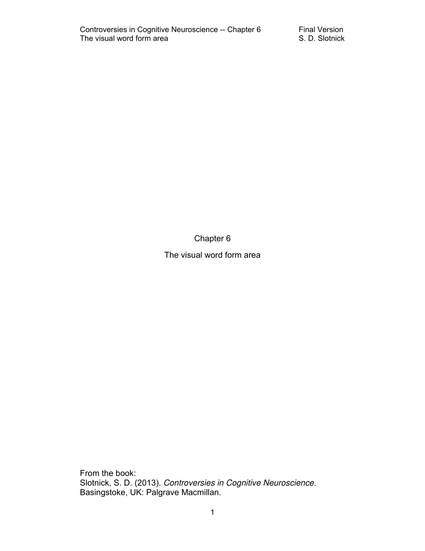 Pdf The Visual Word Form Area