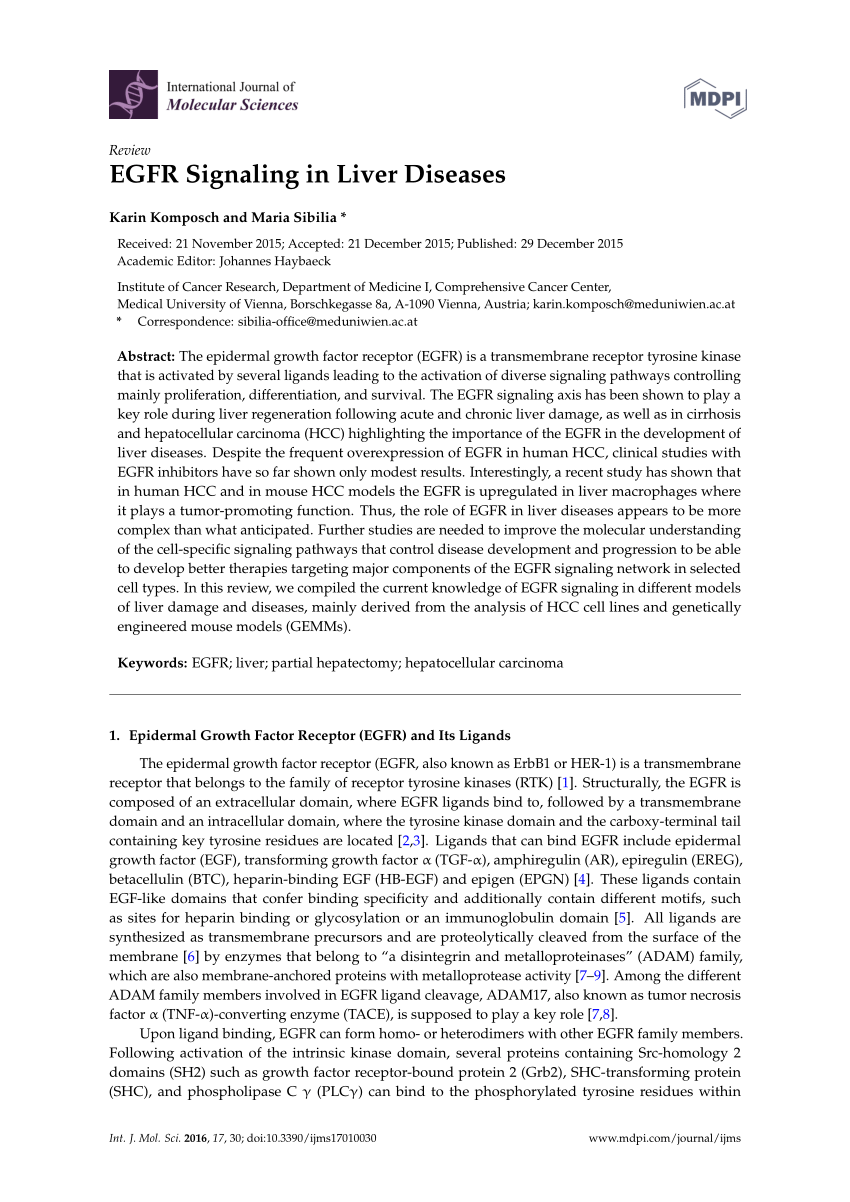 (PDF) EGFR signaling in liver diseases