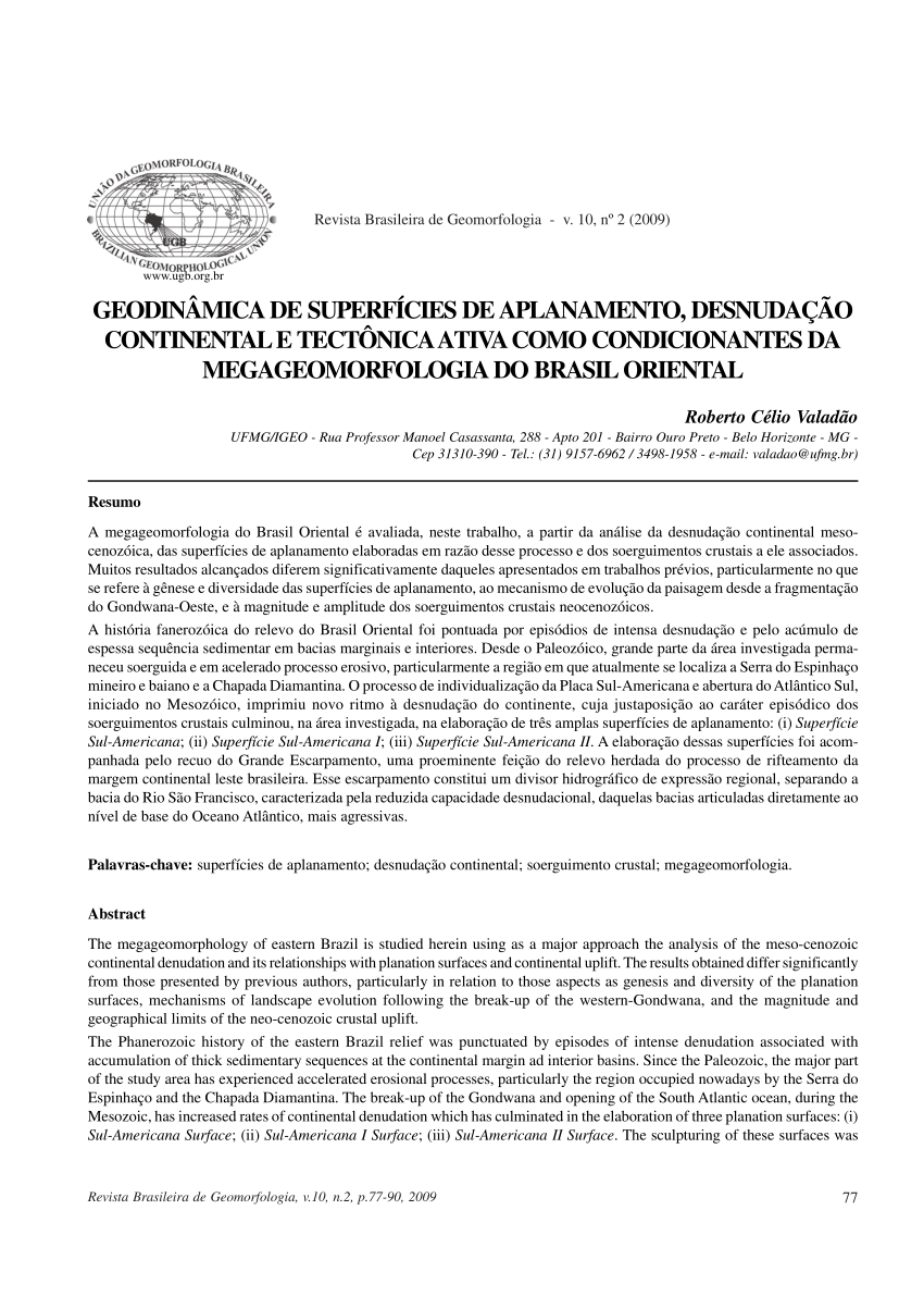 PDF) Evolução Morfotectônica e Megageomorfológica das Formações