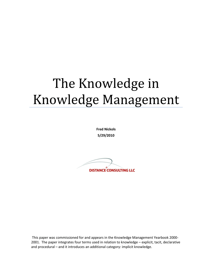 research paper on knowledge management pdf