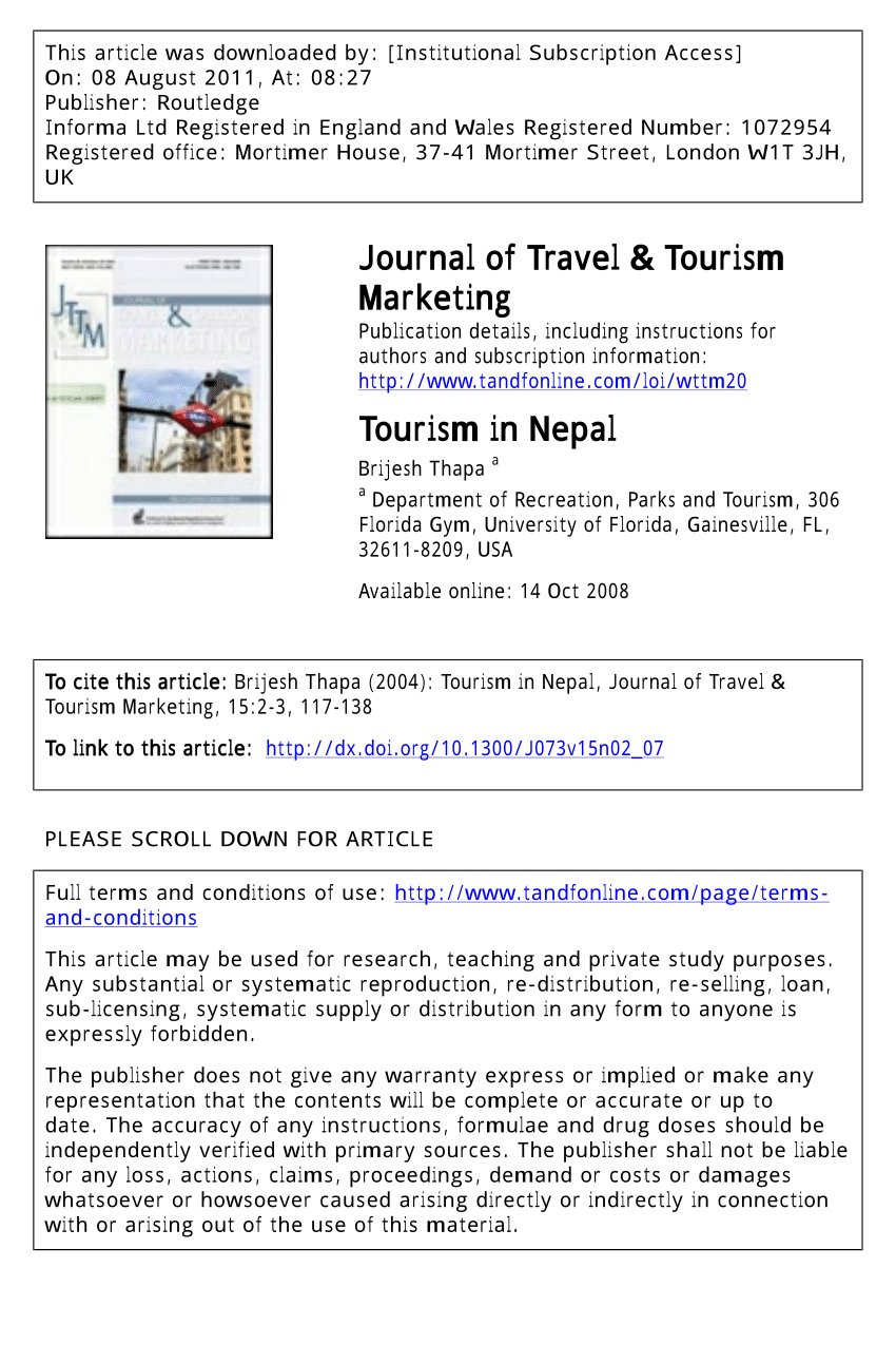 thesis on tourism in nepal pdf