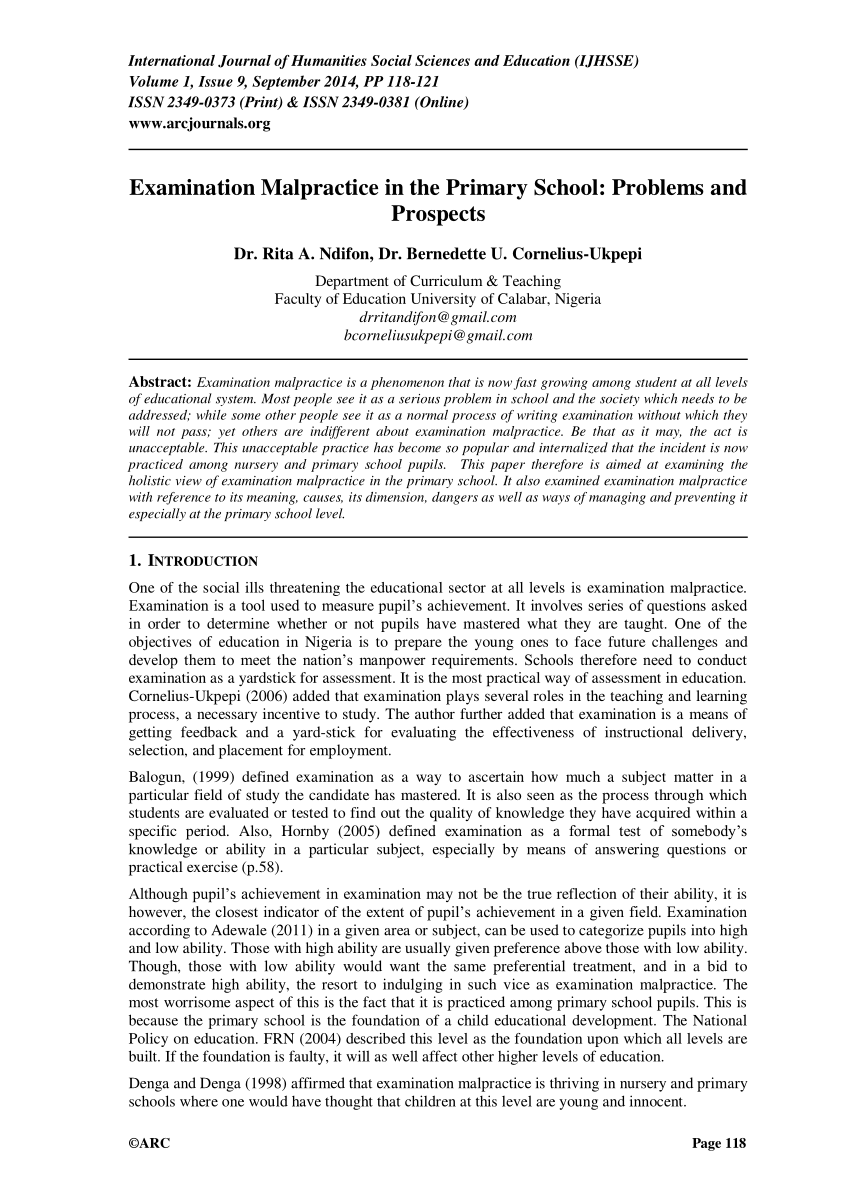 literature review on examination malpractice pdf