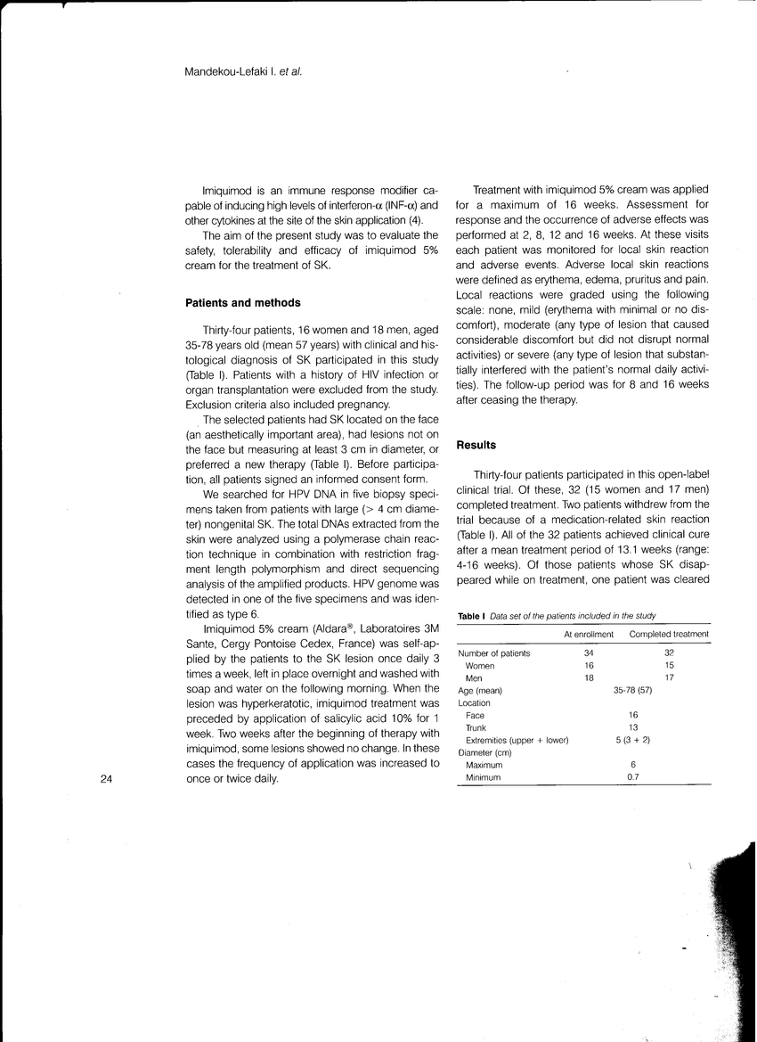 (PDF) Successful treatment of seborrheic keratosis with imiquimod 5% cream