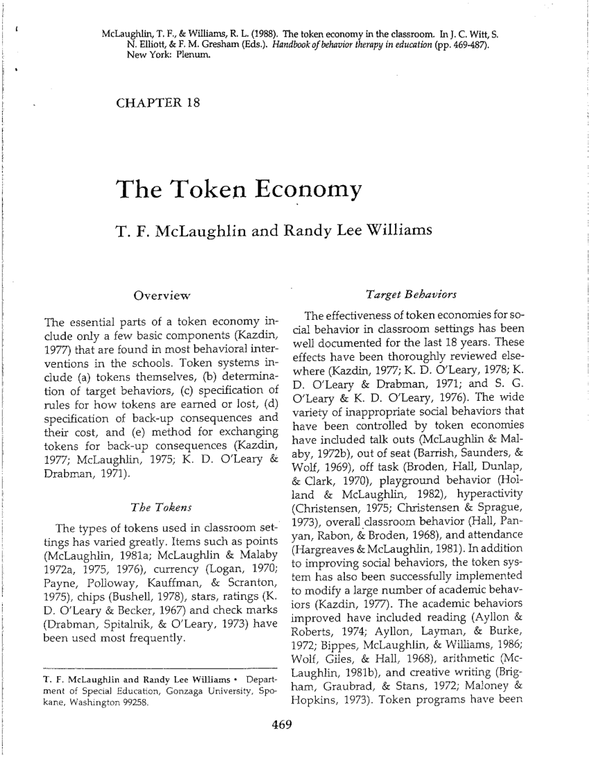 literature review on token economy
