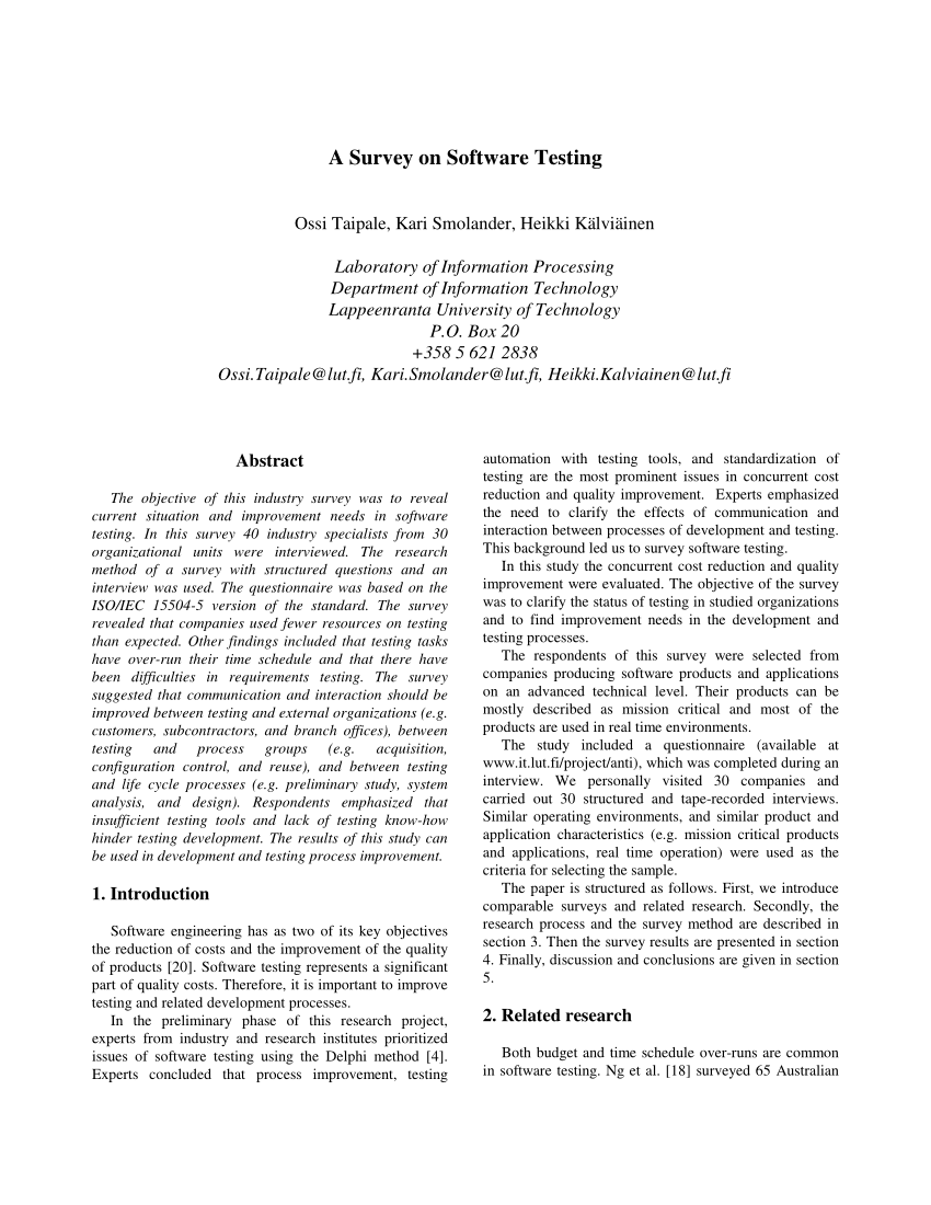 literature review of software testing