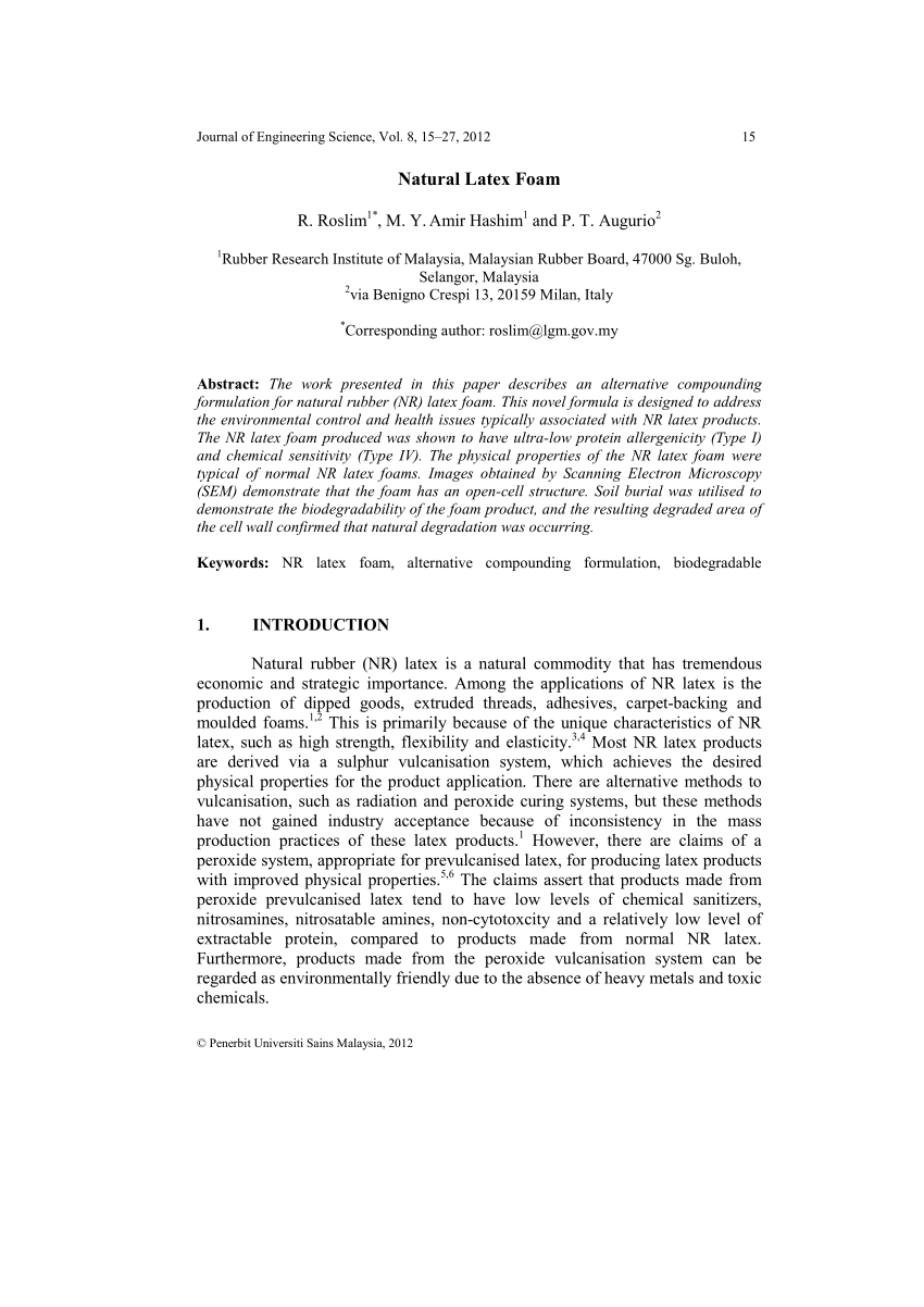 (PDF) Natural Rubber Latex Foam