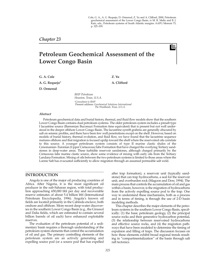 Pdf Petroleum Geochemical Assessment Of The Lower Congo Basin - 