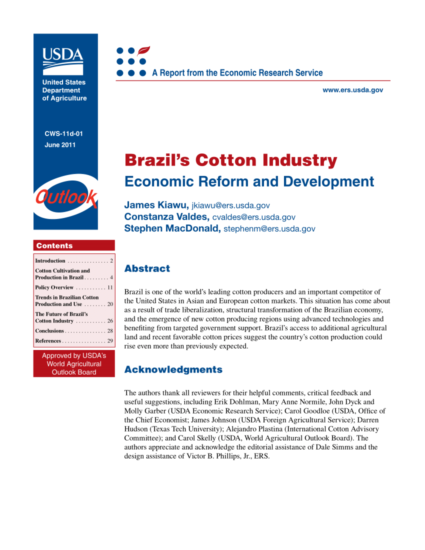 (PDF) Brazil's cotton industry: Economic reform and development