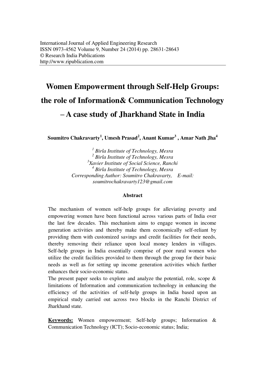 self help group research paper