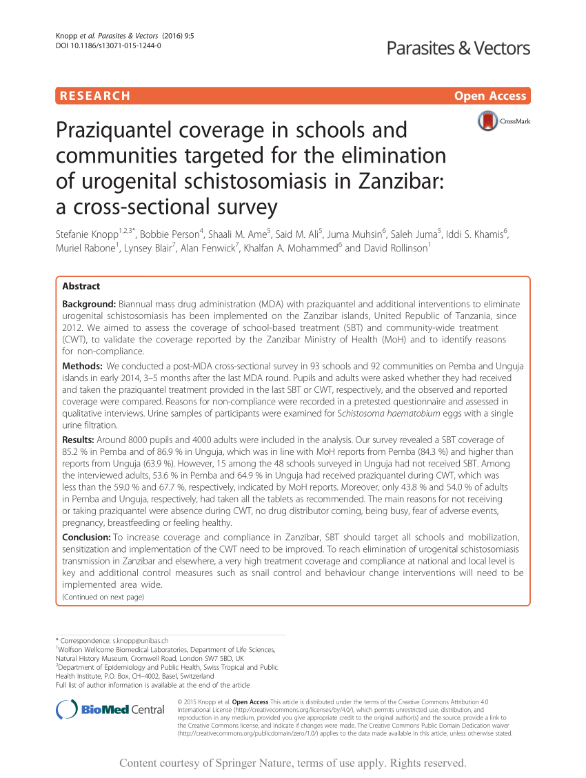 PDF) Praziquantel coverage in schools and communities targeted for the elimination of urogenital schistosomiasis in Zanzibar A cross-sectional survey pic photo photo