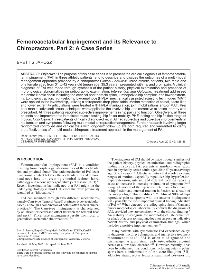 PDF) Femoroacetabular impingement and its relevance to