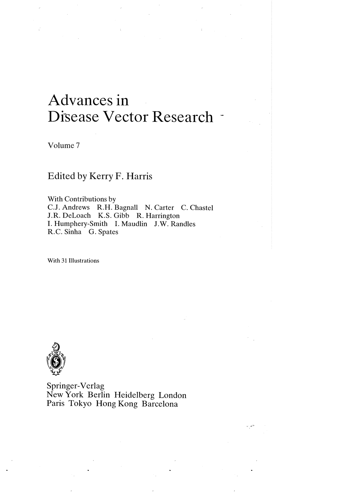 Advances In Disease Vector Research - 