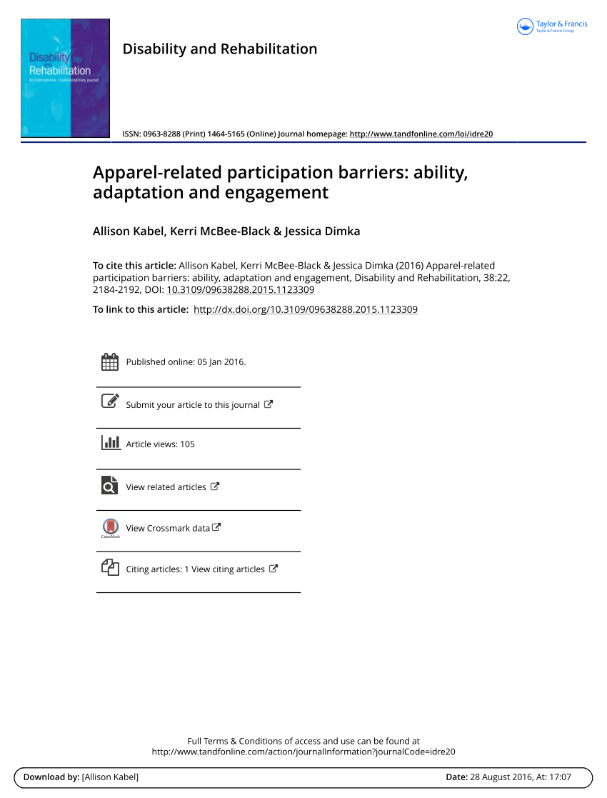 PDF) Apparel-related participation barriers: ability, adaptation