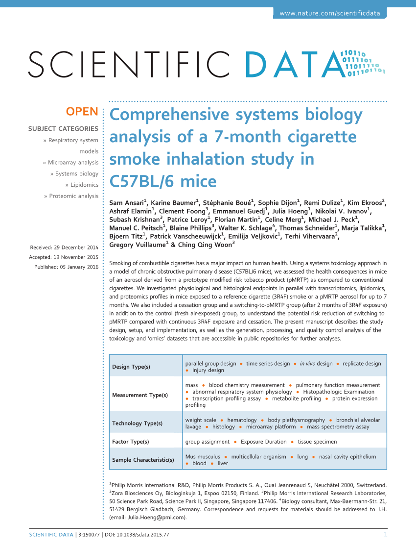 PDF) Comprehensive systems biology analysis of a 7-month cigarette ...