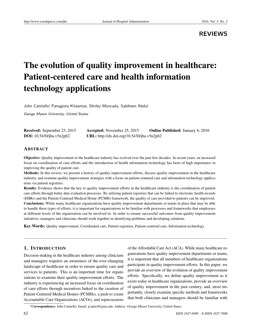 research articles on quality health care