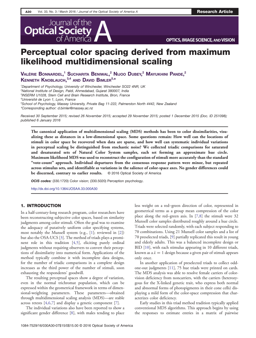 (PDF) Perceptual color spacing derived from maximum likelihood ...