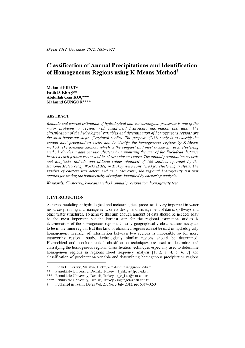 sikkerhed lektier Menstruation PDF) Classification of Annual Precipitations and Identification of  Homogeneous Regions using K-Means Method
