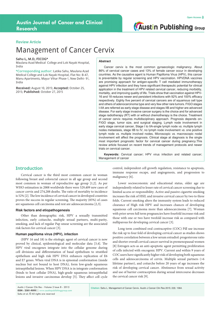 PDF) Management of cancer cervix