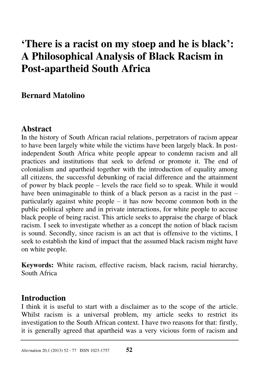 research on racism in south africa