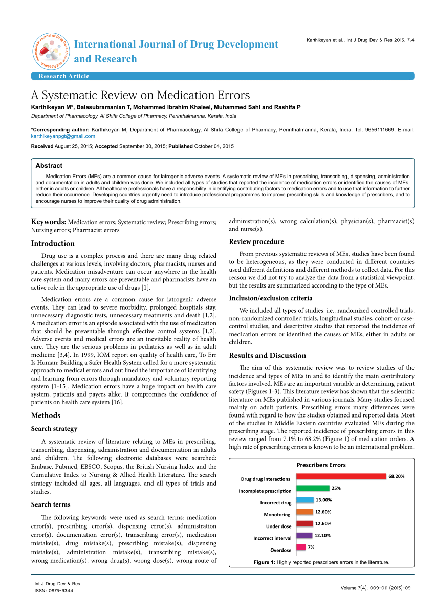 research paper on medication errors