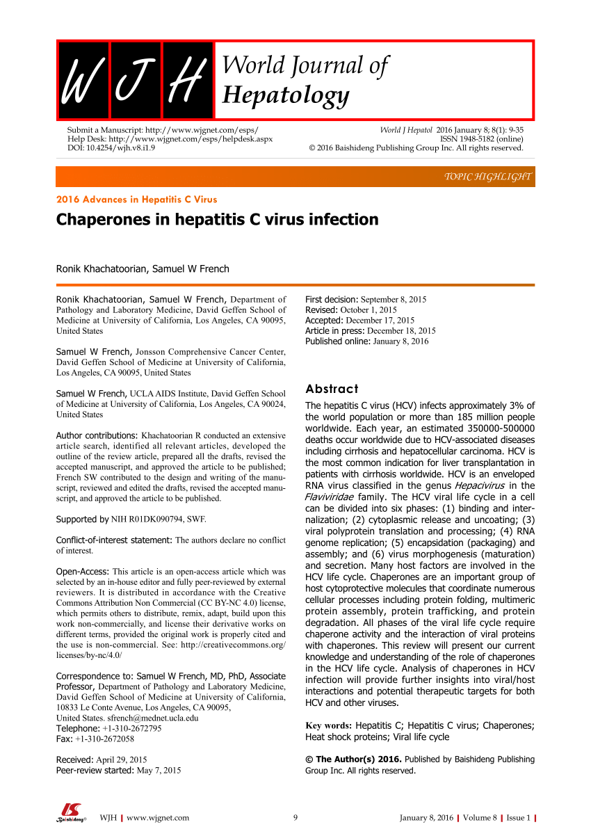 PDF) Chaperones in hepatitis C virus infection
