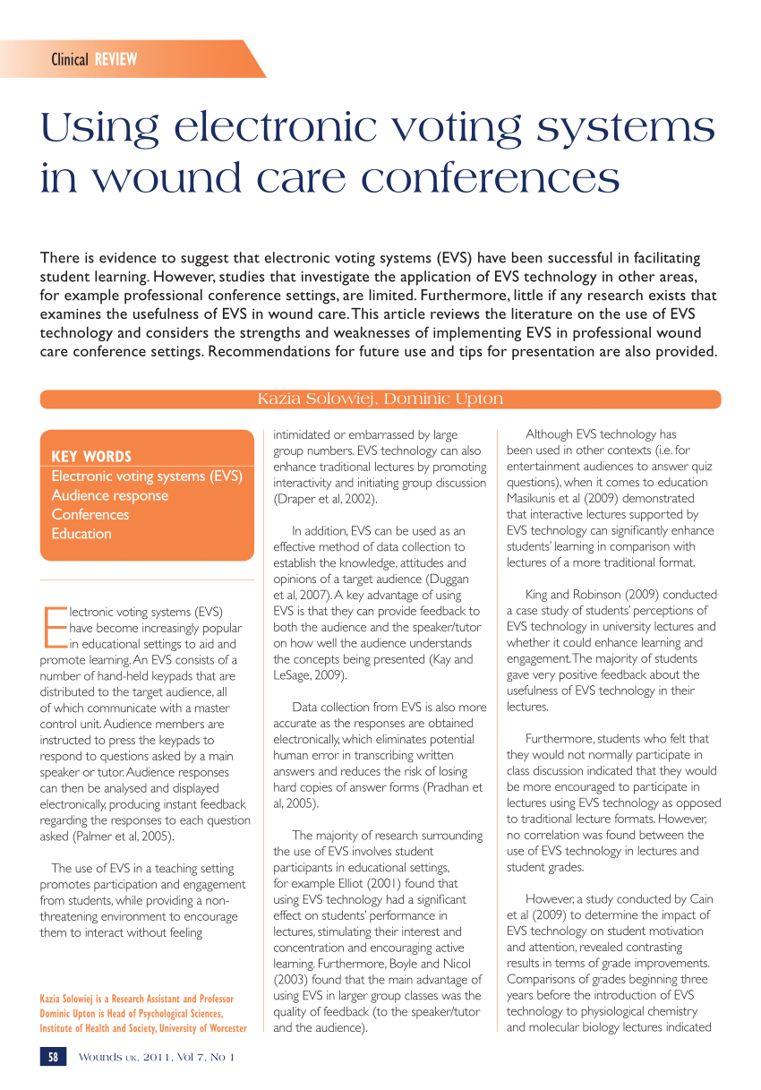 (PDF) Using electronic voting systems in wound care conferences