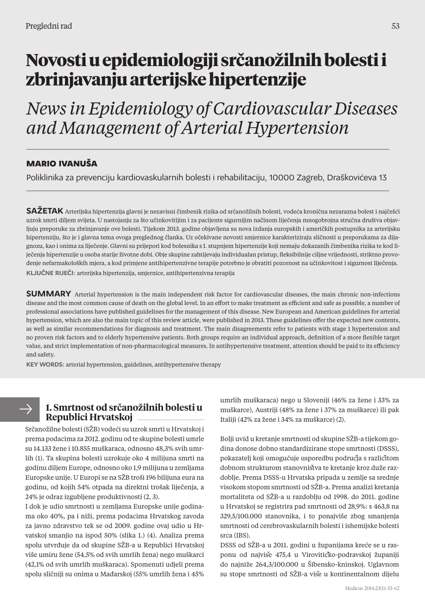 prevenciju kardiovaskularnih bolesti hipertenzije posljedice niskog tlaka