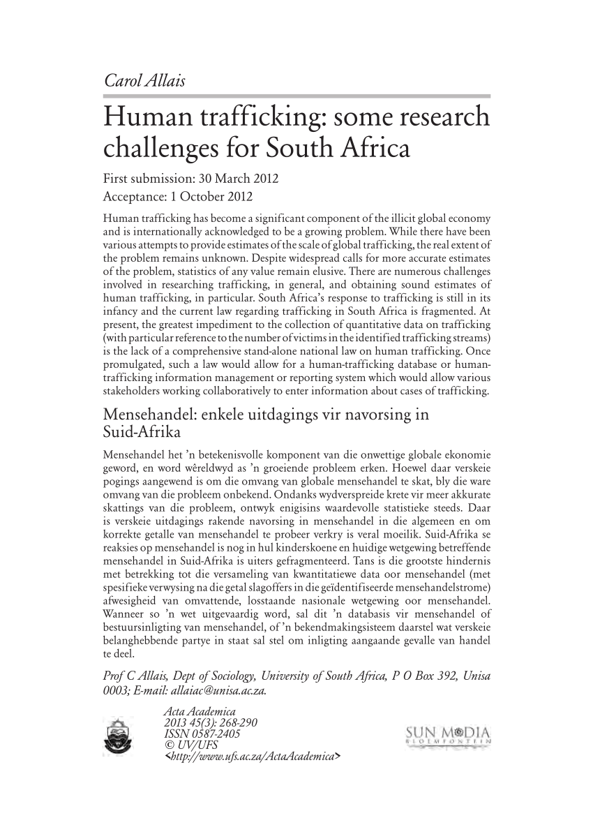 essay about human trafficking in south africa