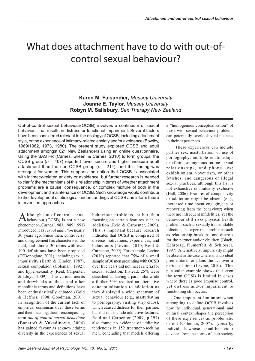 PDF) What does attachment have to do with out-ofcontrol sexual behaviour?