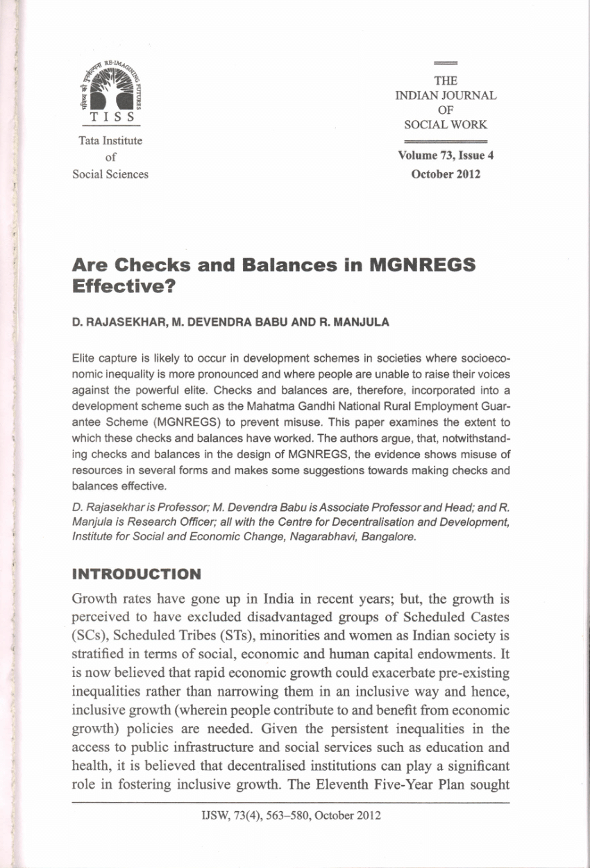 PDF Are checks and balances in mgnregs effective