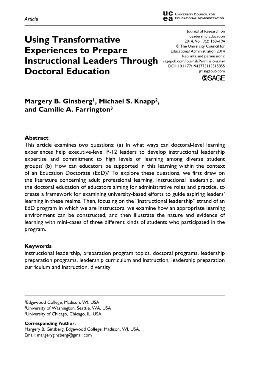 journal of research on leadership education