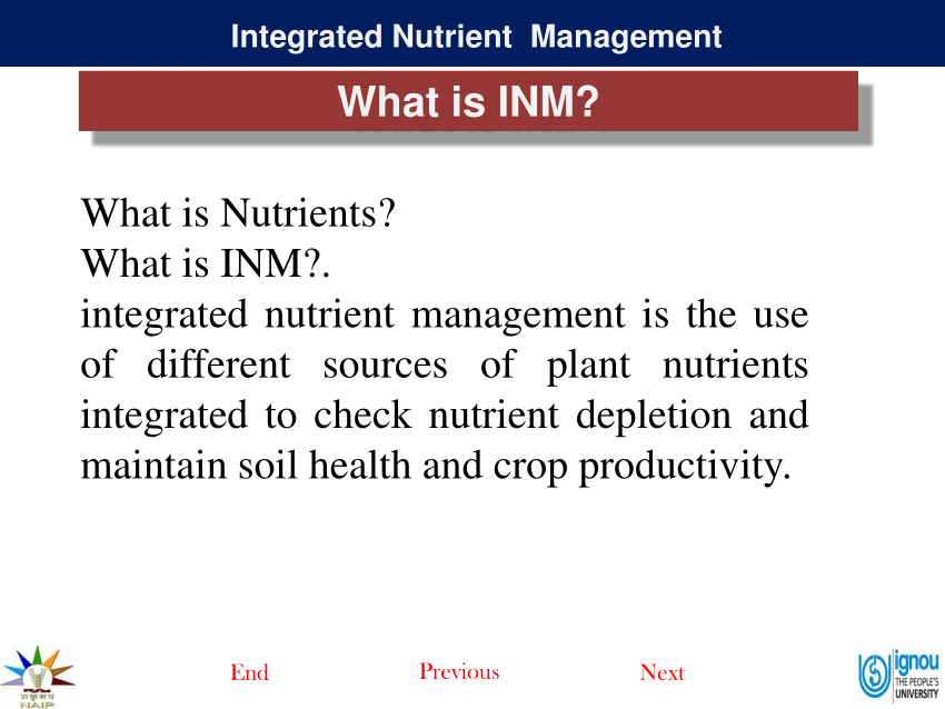 research work on integrated nutrient management