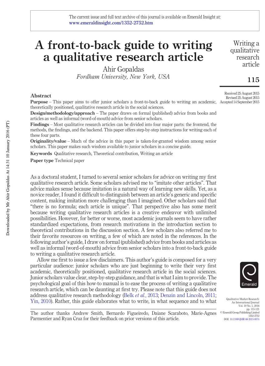 qualitative research article writing