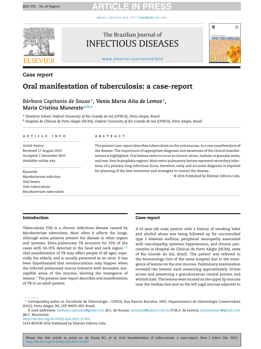 tuberculosis case study journal