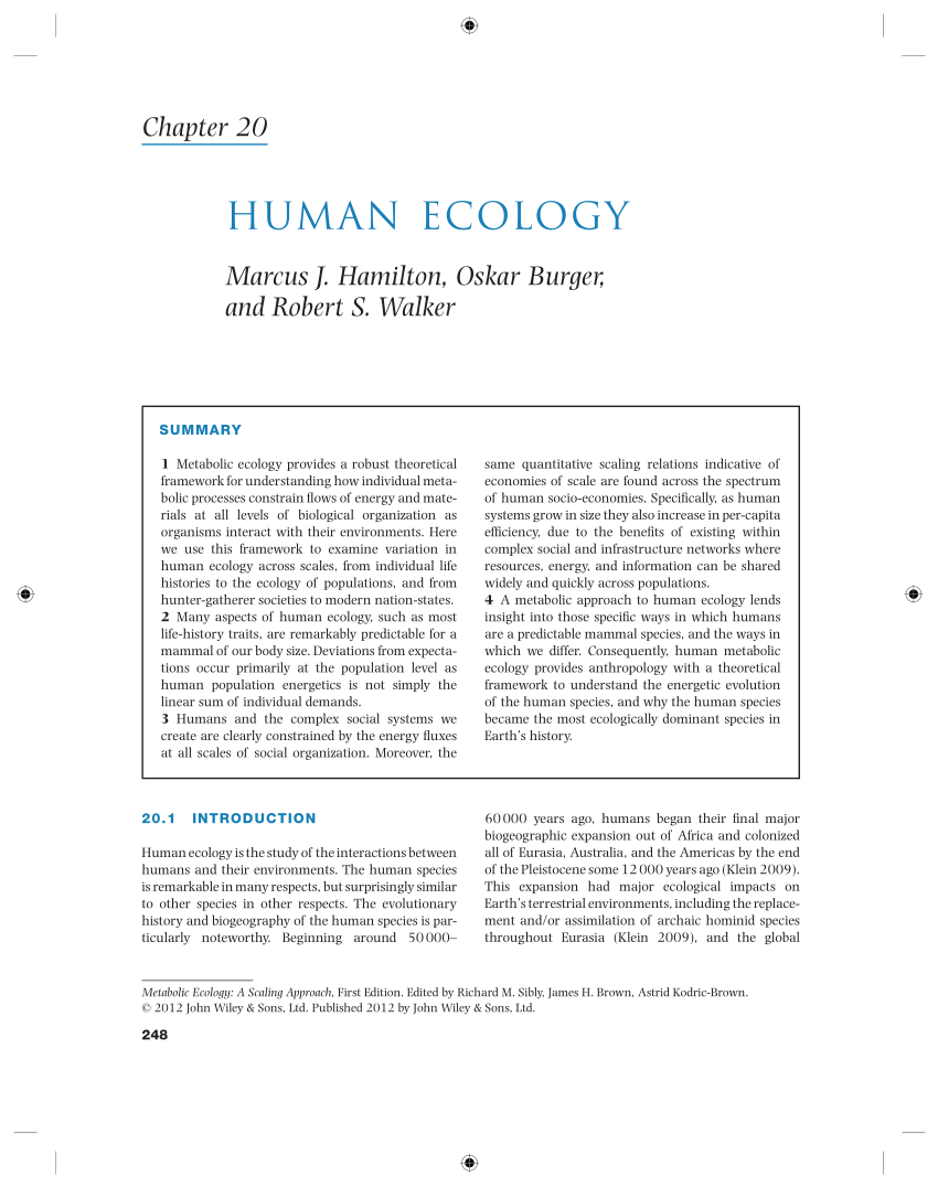 human ecology essay coa