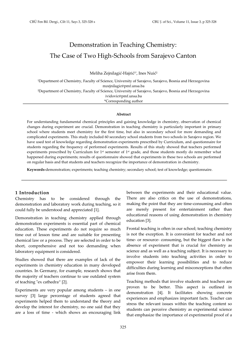 PDF) Demonstration in Teaching Chemistry: The Case of Two High 