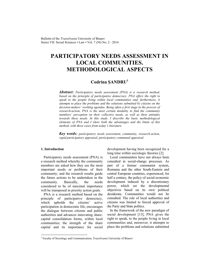 Participatory Needs Assessment