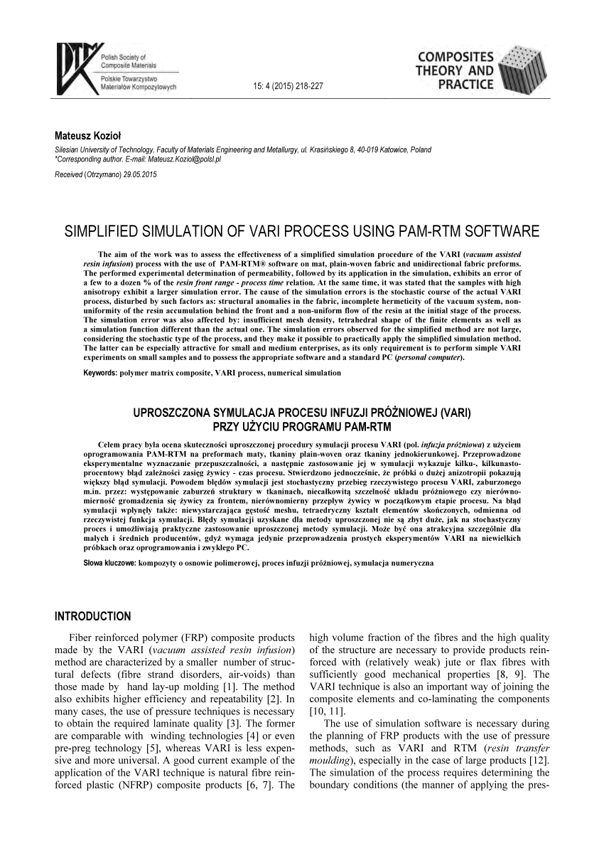 Pdf Simplified Simulation Of Vari Process Using Pam Rtm Software