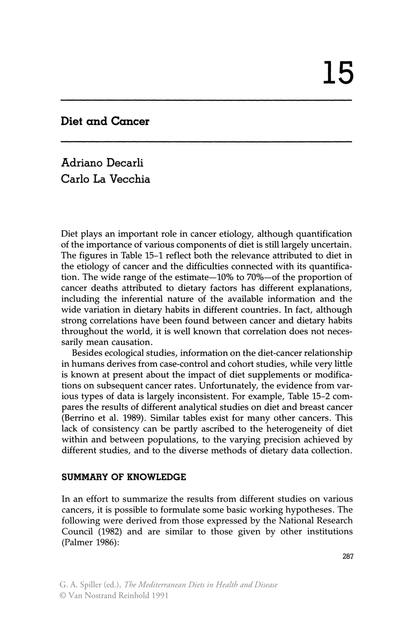 (PDF) Diet and Cancer