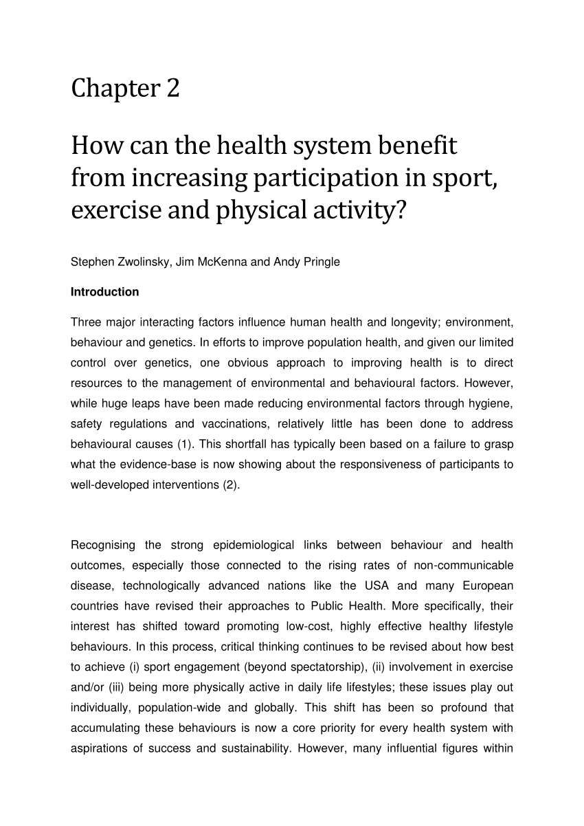 Pdf How Can The Health System Benefit From Increasing Participation In Sport Exercise And 7388