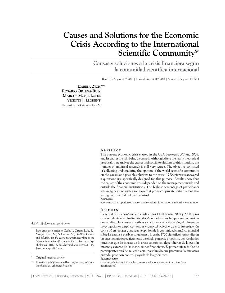 research topics for economic crisis