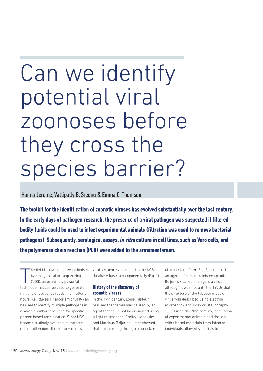 (PDF) Can we identify potential viral zoonoses before they cross the