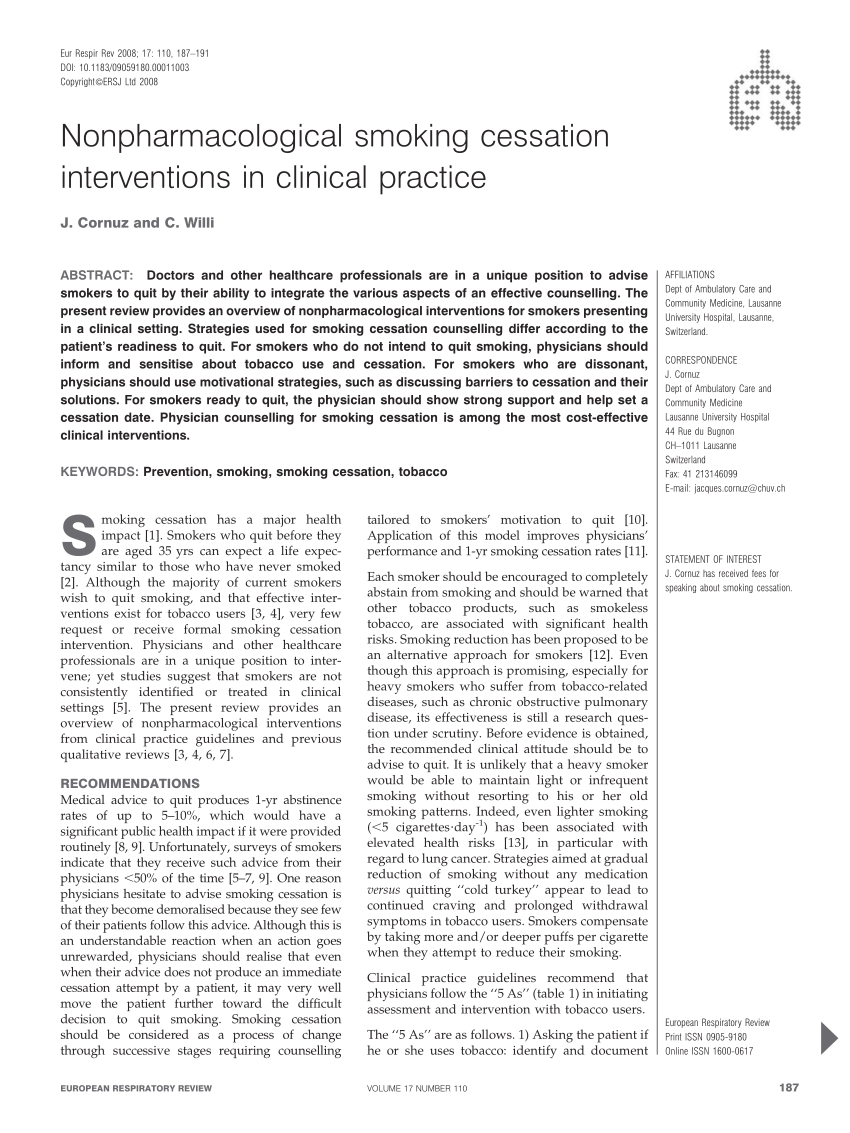 Pdf Smoking Cessation Clinical Aspects