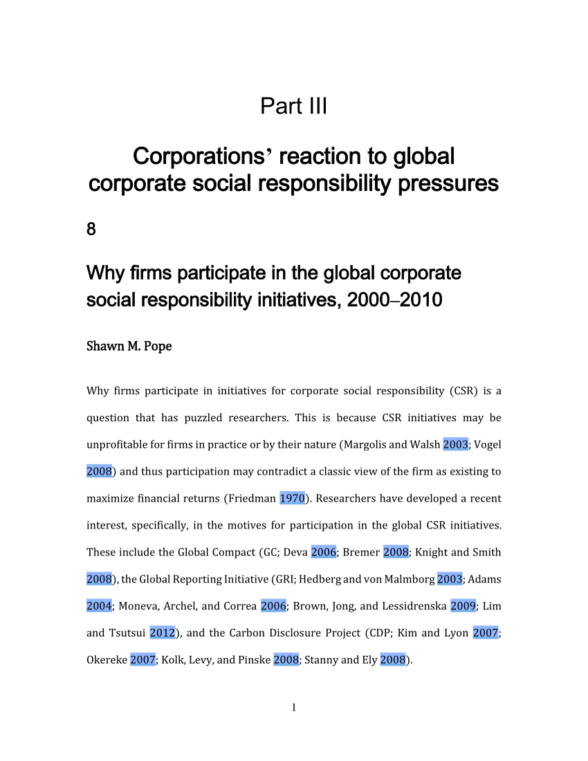 Reaction paper about corporate social responsibility