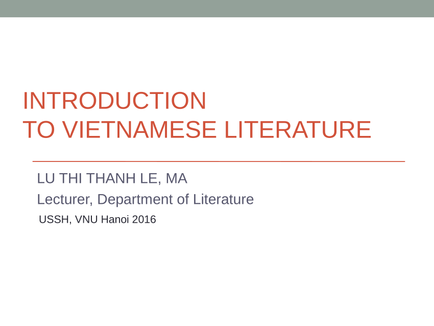 PDF) Lecture: Introduction to Vietnamese Literature