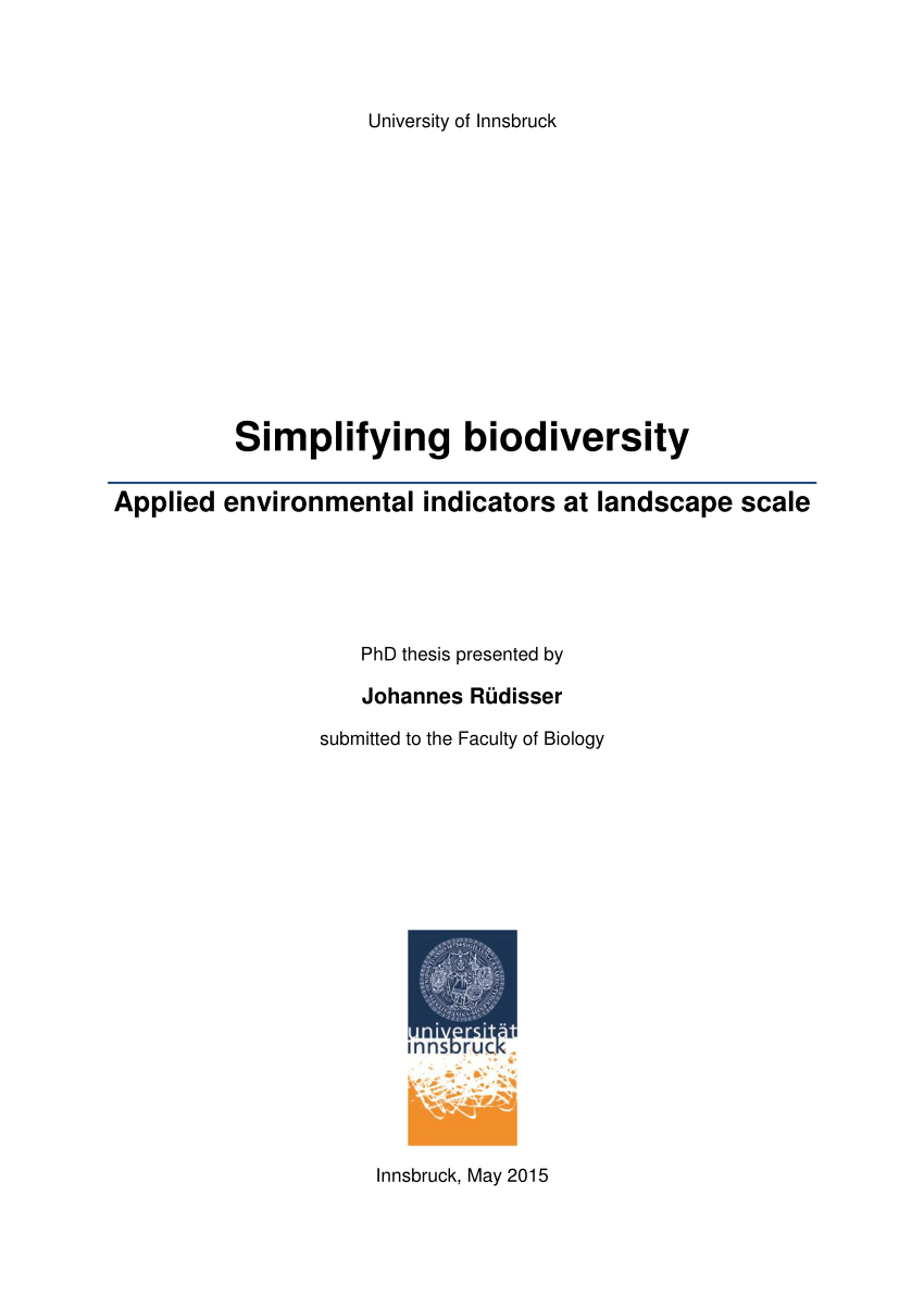 PDF) Simplifying biodiversity: Applied environmental indicators at  landscape scale