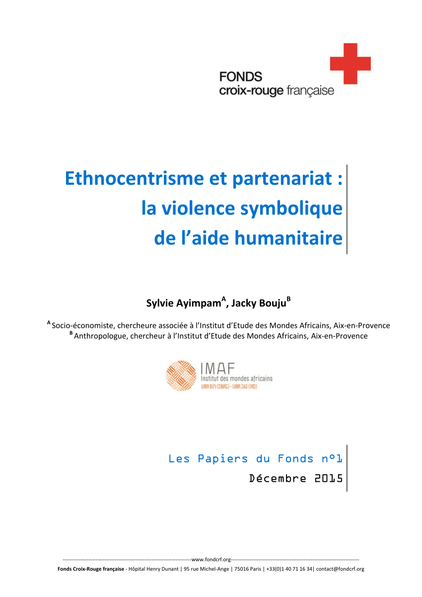 Pdf Ethnocentrisme Et Partenariat La Violence Symbolique De L Aide Humanitaire