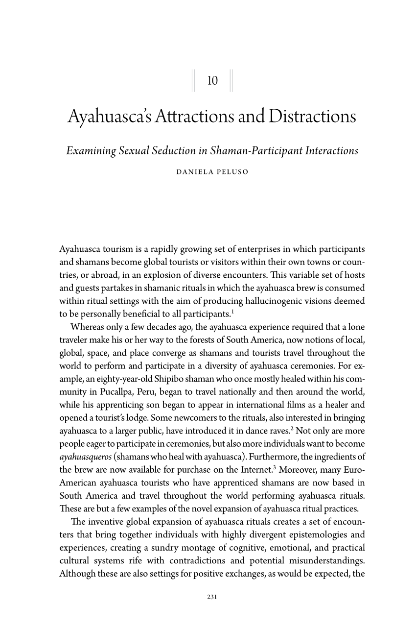 PDF) Ayahuascas attractions and distractions examining sexual seduction in shaman-participant interactions.