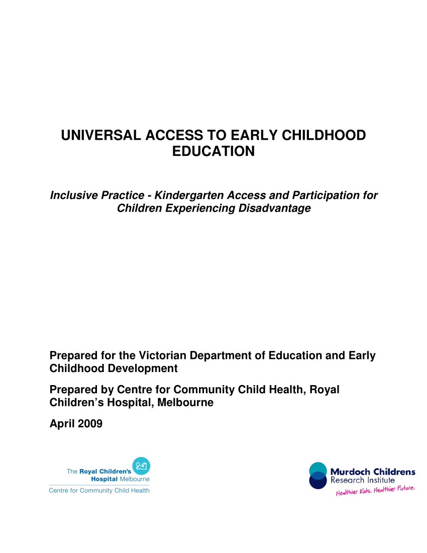 Pdf Universal Access To Early Childhood Education Inclusive